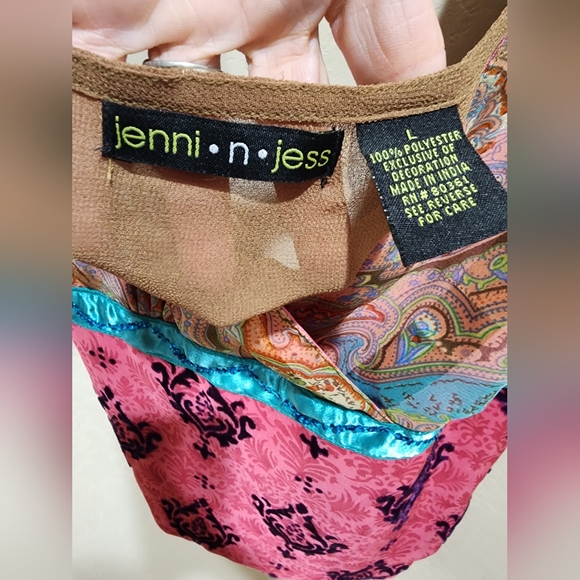 Jenni n Jess V neck Sleeveless Indie paisley damask mixed fabric print L NWT - Picture 6 of 6
